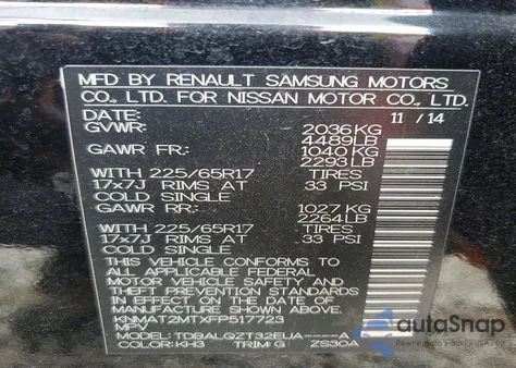 2015 Nissan Rogue S z USA, uszkodzony, nr VIN KNMAT2MTXFP517723